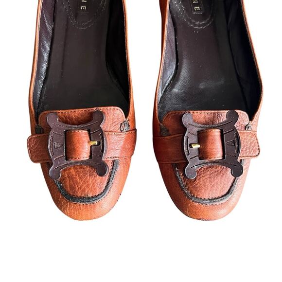 Celine Women’s Vintage Wooden Triomphe Cognac Brown Orange Leather Ballet Flat - Picture 3 of 11